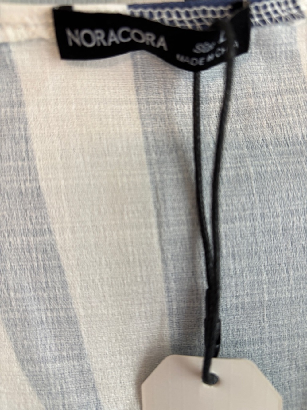Noracora Navy and White Striped Knot-Shoulder Top - Picture 2 of 5